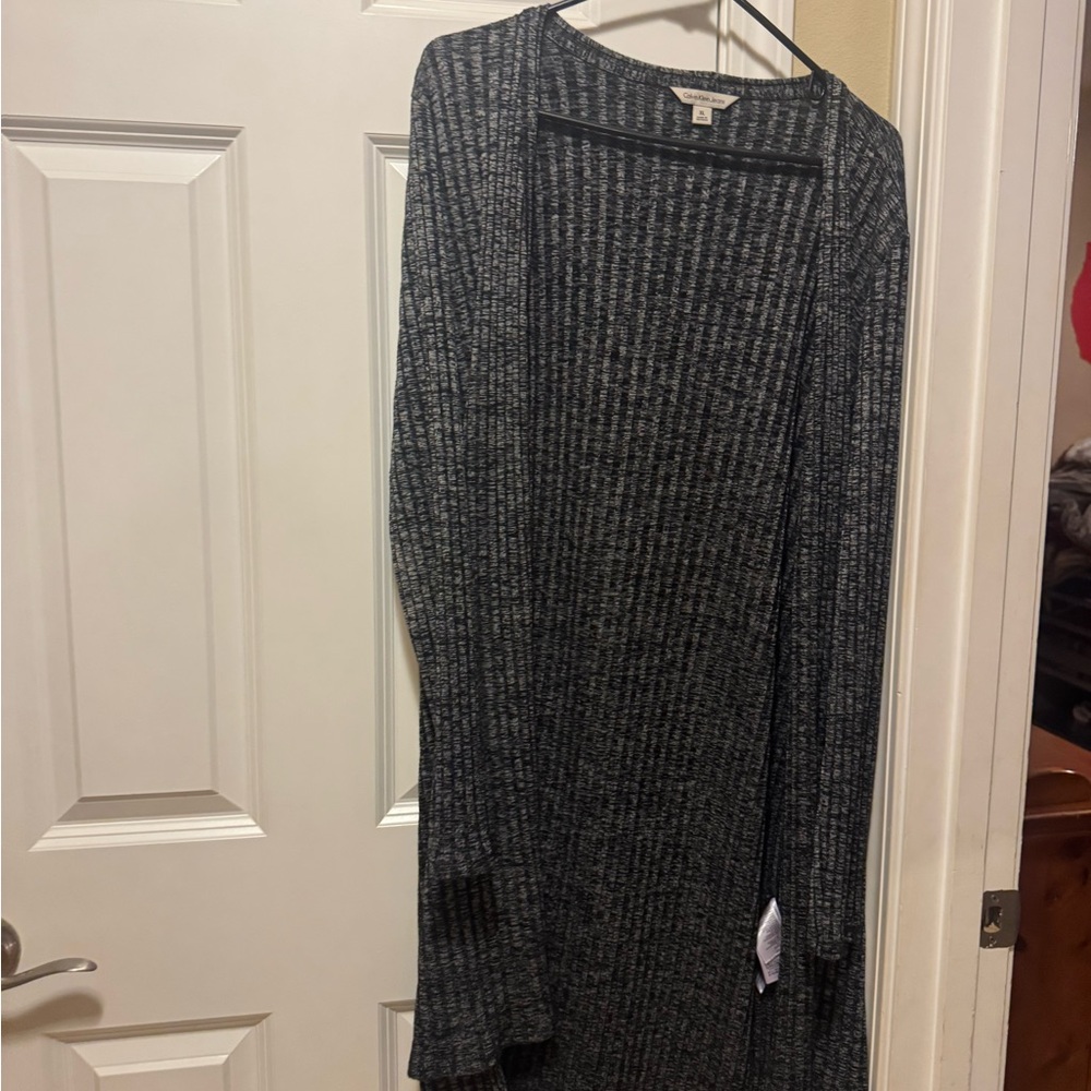 Calvin Klein Jeans Charcoal Ribbed Cardigan
